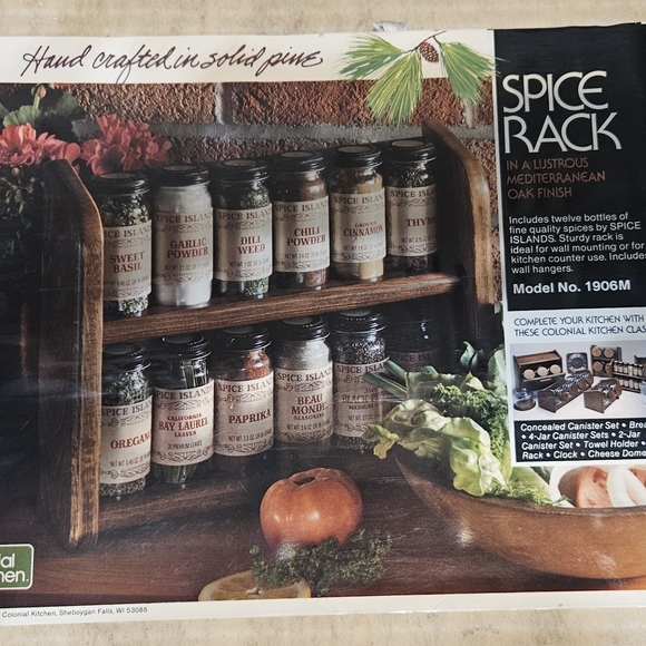 Vintage 1980s 1990s NOS Colonial Kitchen Spice Rack Oak Finish Cottagecore - Picture 2 of 8
